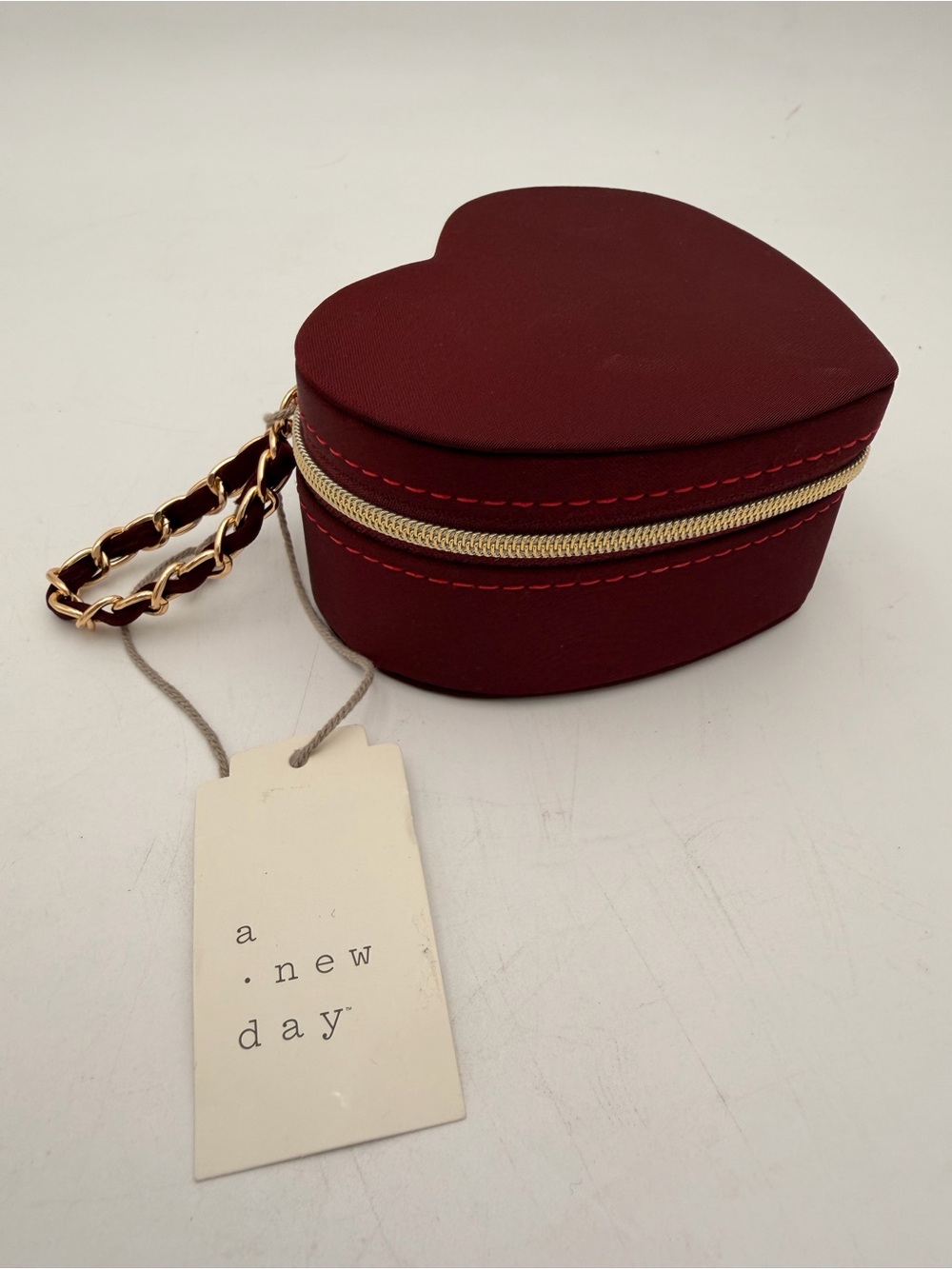 a new day Heart-Shaped Mini Jewelry Case - Wine